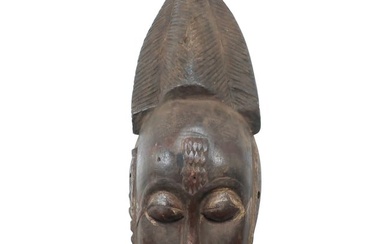 Vintage Carved Wooden African Ceremonial Mask Elongated Face 18 inches x 6.25 in.