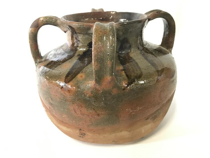 Vintage Handmade Ceramic Pottery Jug W Handles