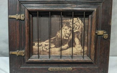 Vintage Life Sentence Oak Cage Frame w/ Lions Litho