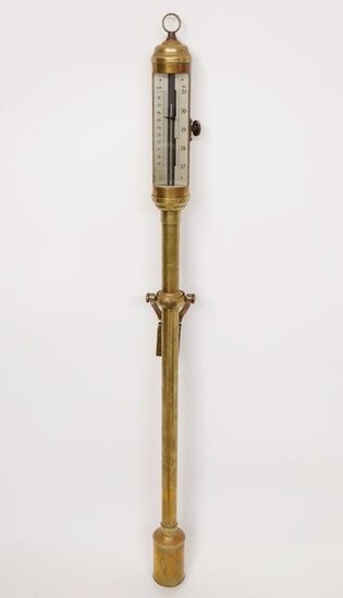 Vintage Portuguese Brass Gimbal Stick Barometer
