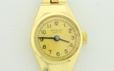 Vintage Universal Geneve Womens Self Wind Wrist Watch in Solid 18K Yellow Gold