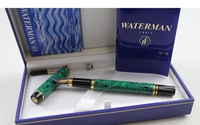 WATERMAN Ideal Green Lacquer Fountain Pen w/ 18ct Gold Nib W...