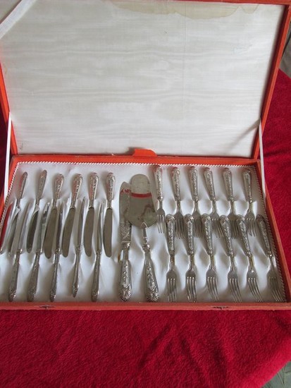 dessert service for 12 people in 800 silver - .800 silver