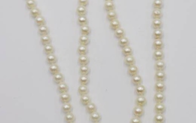 lange Perlenkette mit 585 GG Schließe, ca. L-86cm