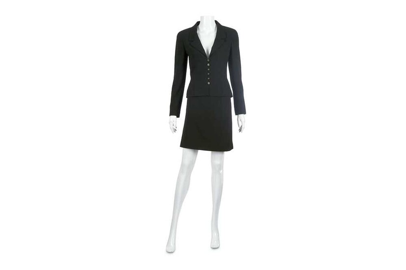Chanel Boutique Black Wool Skirt Suit - size 36