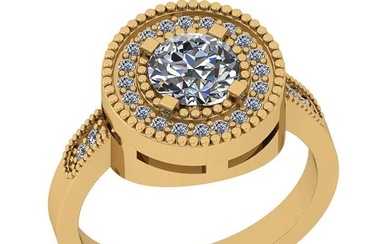 1.12 Ctw SI2/I1 Gia Certified Center Diamond 14K Yellow Gold Wedding Halo Ring