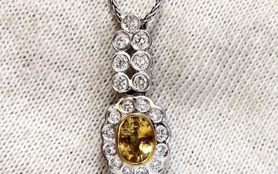 1.19ct Natural Yellow Sapphire Diamonds Dangle Pendant 14 Karat