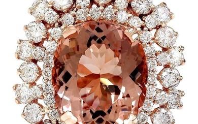 13.36 CTW Morganite 14K Rose Gold Diamond Ring