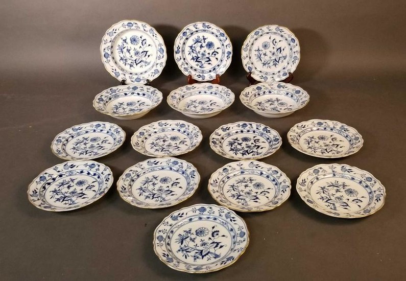 15 Meissen Blue Onion Porcelain Bowls
