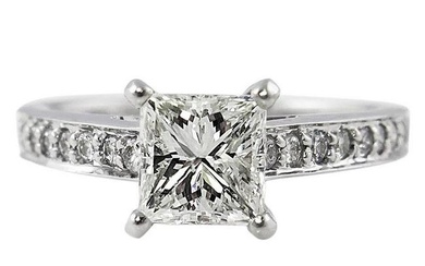 1.59 Carat Princess Diamond Engagement White Gold Ring EGL, USA