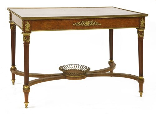 A Louis XVI-style parquetry and ormolu-mounted centre table