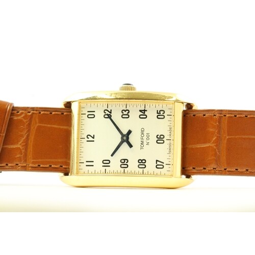 18CT TOM FORD N.001 WRISTWATCH, rectangular silver dial with...