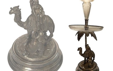 19th C. English Figural Silver-Plated Crystal Centerpiece