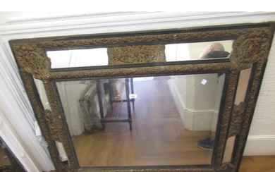 19th Century Continental rectangular cushion wall mirror, wi...