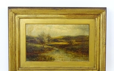 19th century, English School, Oil on canvas, A river landsca...