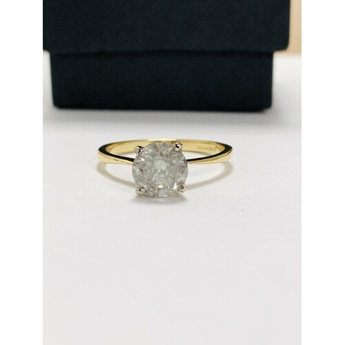 1ct brilliant cut solitaire ring,clarity i1,colour I,18ct ye...