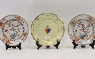 (3) Chinese export porcelain plates. Late 18th/
