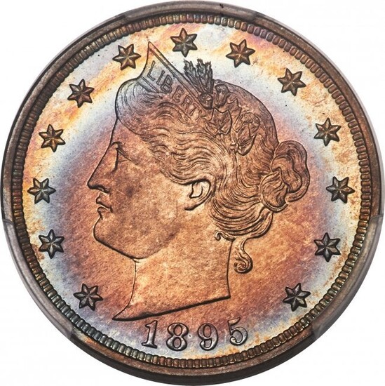 3094: 1895 5C PR67 Cameo PCGS. This is a colorful Super