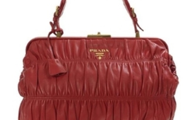 Prada, Milano, Red Nappa Leather Gaufre Frame Bag