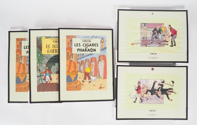 5 SUPERBES Cadres dont 3 "Sceptre d'Ottokar" 1997 Official Moulinsart Limited print A3 Tintin Poster...