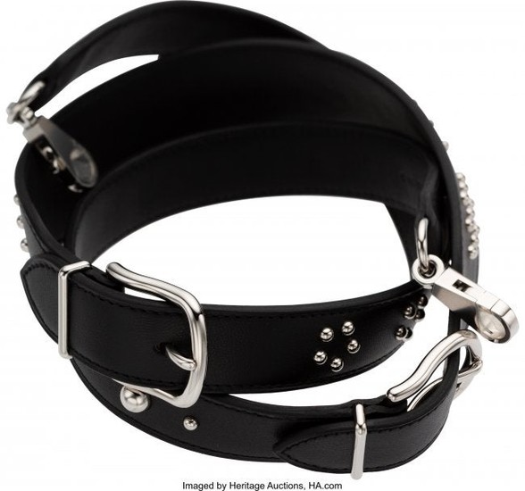 58094: Hermès Black Swift Leather Studded Bag St