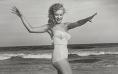 ANDRE DE DIENES (1913-1985): MARILYN MONROE in bathing suit, Tobay Beach, 1949