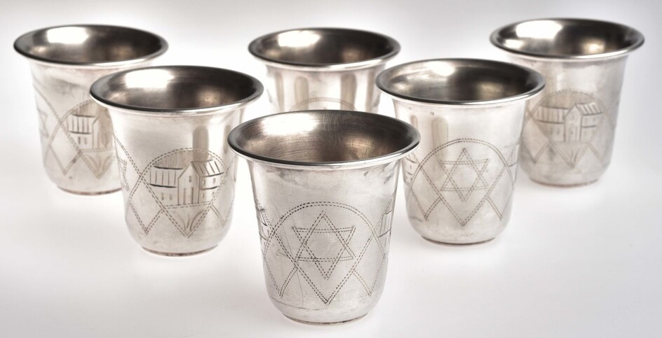 6 Kiddush cups, Russia around 1900