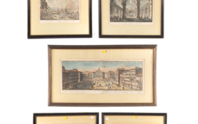 Five 18th Colored Engravings, Framed