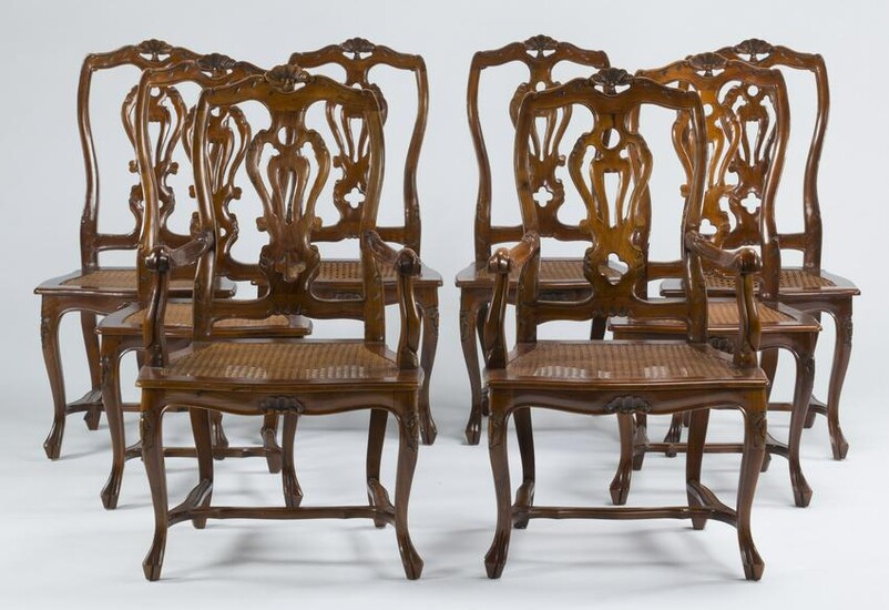 (8) French Provincial style caned chairs