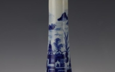 A Chinese Blue and White Porcelain Scenery Candle Stand