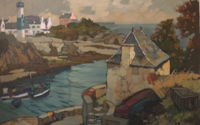 Edouard PLANCHAIS (XXème s.) Douelan, le port Huil…