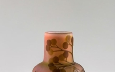 Emile GALLE (1846 1904). Vase en verre doublé à dé…