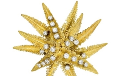 Gubelin Gold Diamond Brooch, French