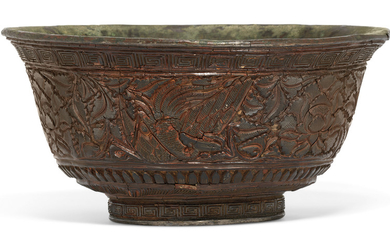 A RARE CARVED RED AND BLACK LACQUER 'PHOENIX' BOWL, SONG DYNASTY (960-1279)