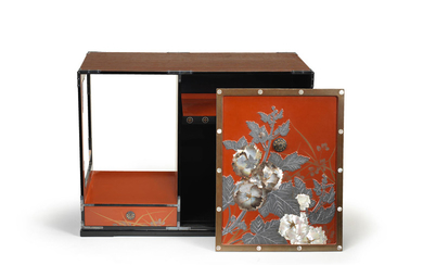 A Red-Lacquer, Sheet Lead and Shell Kikyoku (Cabinet for the Sencha Tea Ceremony)