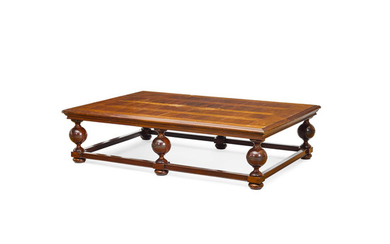 A Parquetry Top Stained Wood Coffee Table