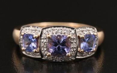 9K Tanzanite and Sapphire Ring