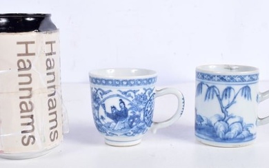 A 18th Century Chinese porcelain blue and white Teacup together with another Chinese 18th Century te