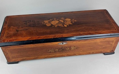 A 19th century Swiss rosewood and marquetry inlaid music box