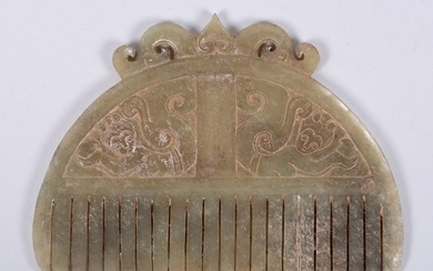A Chinese Carved Jade Hair Comb