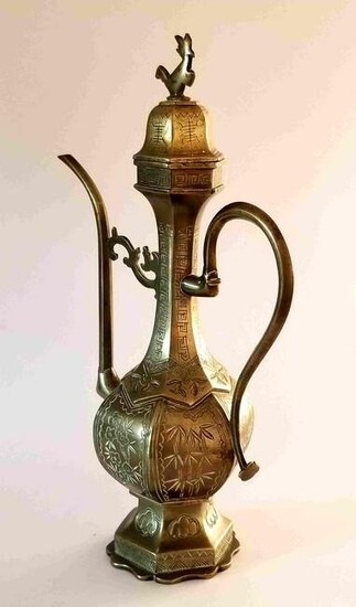 A Chinese Islamic-Market Hexogonal Bronze Ewer