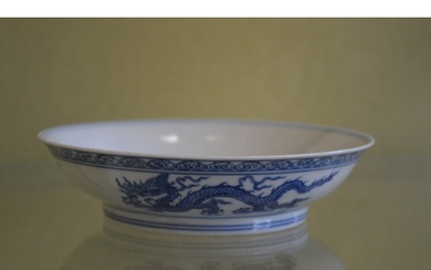A Chinese small circular blue and white dish.