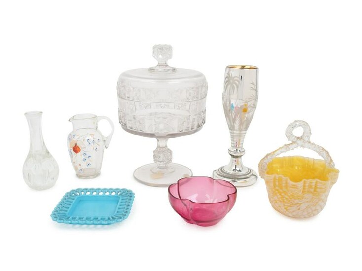 A Collection of Seven American Glass Table Articles