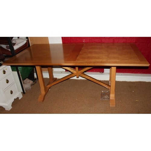 A Frank Hudson light oak refectory style dining table with p...