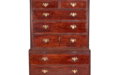 A George III mahogany chest on chest, circa 1800; the upper ...