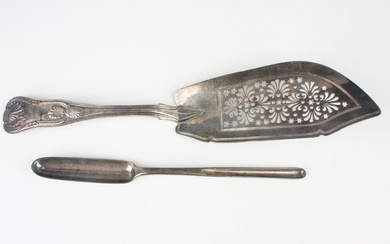 A George IV silver King's pattern fish slice with pierced blade, London 1829 by William Chawner