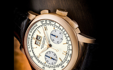 A. LANGE & SÖHNE. AN 18K PINK GOLD FLYBACK CHRONOGRAPH WRISTWATCH WITH OVERSIZED DATE DATOGRAPH FLYBACK MODEL, REF. 403.032