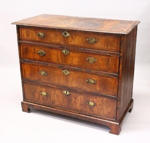 A LARGE 18TH CENTURY WALNUT SECRETAIRE CHEST with