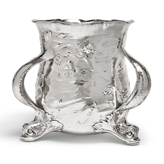 A LARGE AMERICAN SILVER THREE-HANDLED CUP, MARTELÉ, GORHAM MFG. CO., PROVIDENCE, RI, 1902
