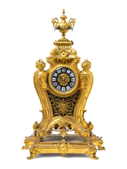 A Louis XV Style Gilt Bronze Mantel Clock